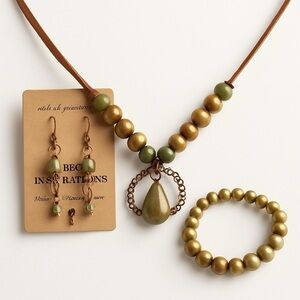 Earthy Brown and Green Beaded Necklace